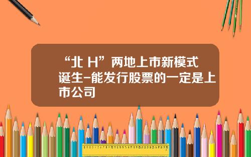 “北+H”两地上市新模式诞生-能发行股票的一定是上市公司