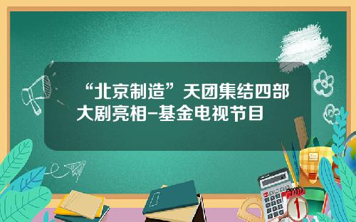 “北京制造”天团集结四部大剧亮相-基金电视节目