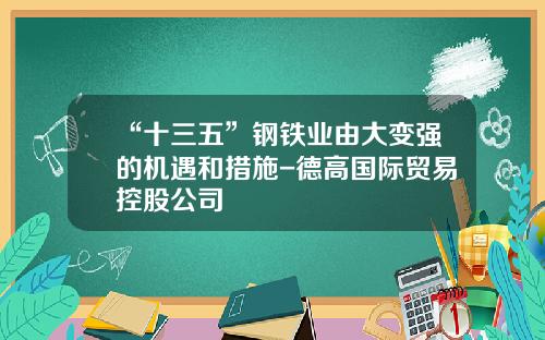 “十三五”钢铁业由大变强的机遇和措施-德高国际贸易控股公司
