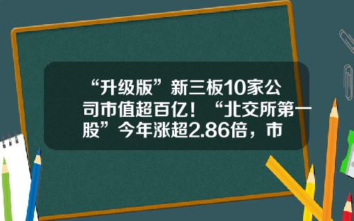 “升级版”新三板10家公司市值超百亿！“北交所第一股”今年涨超2.86倍，市值遥遥领先……-新三板上市主要公司