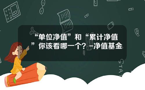“单位净值”和“累计净值”你该看哪一个？-净值基金