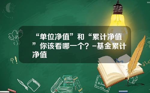 “单位净值”和“累计净值”你该看哪一个？-基金累计净值