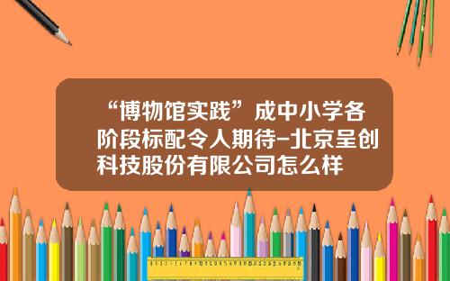 “博物馆实践”成中小学各阶段标配令人期待-北京呈创科技股份有限公司怎么样