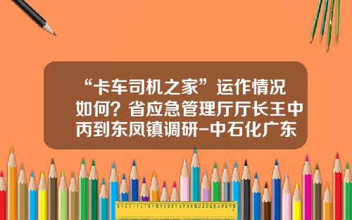 “卡车司机之家”运作情况如何？省应急管理厅厅长王中丙到东凤镇调研-中石化广东石油分公司总经理