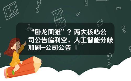 “卧龙凤雏”？两大核心公司公告偏利空，人工智能分歧加剧-公司公告