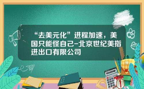“去美元化”进程加速，美国只能怪自己-北京世纪美指进出口有限公司