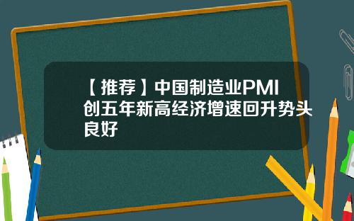 【推荐】中国制造业PMI创五年新高经济增速回升势头良好