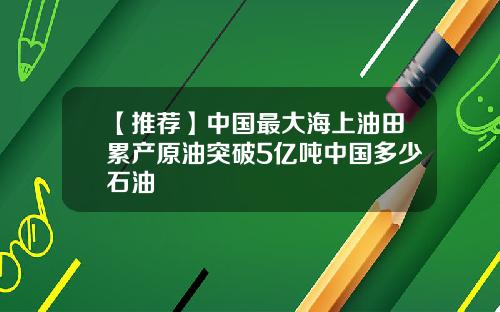 【推荐】中国最大海上油田累产原油突破5亿吨中国多少石油