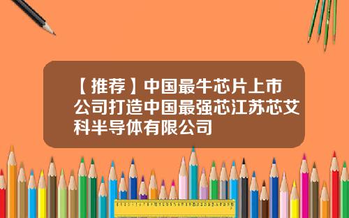 【推荐】中国最牛芯片上市公司打造中国最强芯江苏芯艾科半导体有限公司