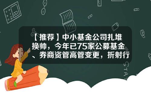 【推荐】中小基金公司扎堆换帅，今年已75家公募基金、券商资管高管变更，折射行业当下生态-基金和券商