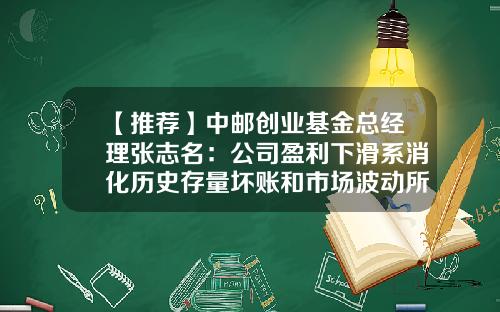 【推荐】中邮创业基金总经理张志名：公司盈利下滑系消化历史存量坏账和市场波动所致-中邮创业基金管理有限公司