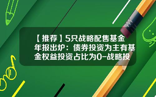 【推荐】5只战略配售基金年报出炉：债券投资为主有基金权益投资占比为0-战略投资基金