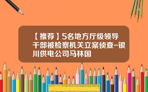 【推荐】5名地方厅级领导干部被检察机关立案侦查-银川供电公司马林国