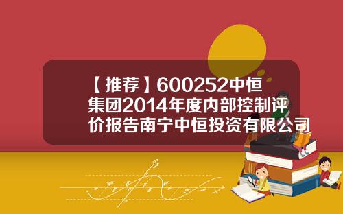 【推荐】600252中恒集团2014年度内部控制评价报告南宁中恒投资有限公司简介