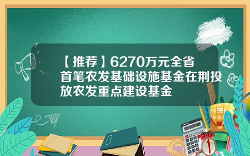 【推荐】6270万元全省首笔农发基础设施基金在荆投放农发重点建设基金