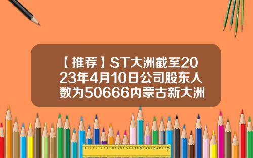 【推荐】ST大洲截至2023年4月10日公司股东人数为50666内蒙古新大洲能源科技有限公司