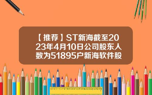 【推荐】ST新海截至2023年4月10日公司股东人数为51895户新海软件股份有限公司