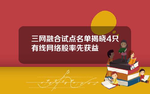 三网融合试点名单揭晓4只有线网络股率先获益