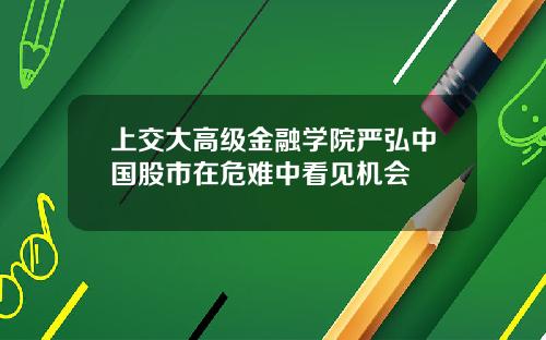 上交大高级金融学院严弘中国股市在危难中看见机会