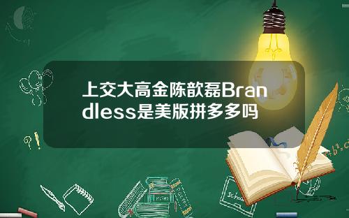 上交大高金陈歆磊Brandless是美版拼多多吗