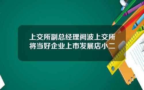 上交所副总经理阙波上交所将当好企业上市发展店小二