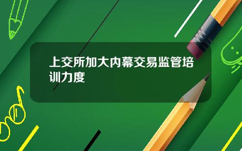 上交所加大内幕交易监管培训力度