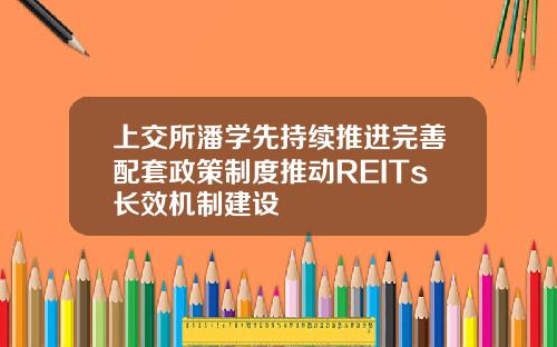 上交所潘学先持续推进完善配套政策制度推动REITs长效机制建设