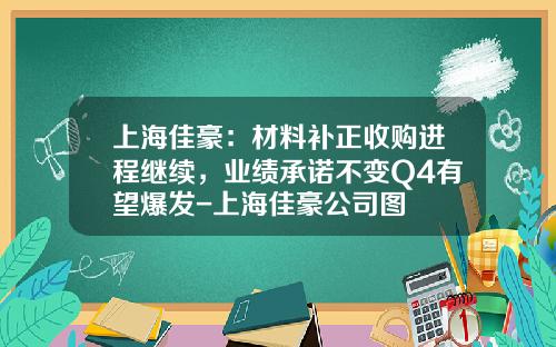 上海佳豪：材料补正收购进程继续，业绩承诺不变Q4有望爆发-上海佳豪公司图