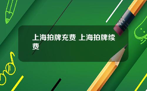 上海拍牌充费 上海拍牌续费