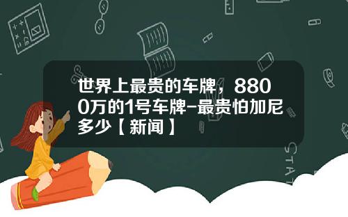 世界上最贵的车牌，8800万的1号车牌-最贵怕加尼多少【新闻】