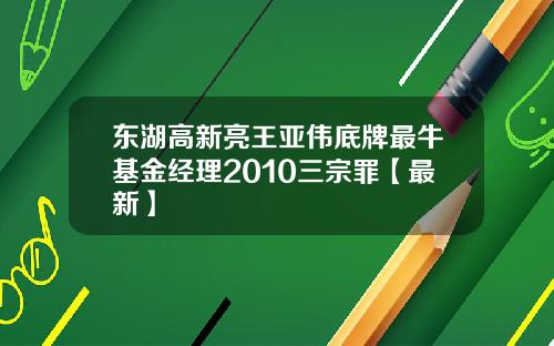 东湖高新亮王亚伟底牌最牛基金经理2010三宗罪【最新】