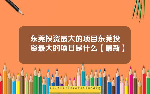东莞投资最大的项目东莞投资最大的项目是什么【最新】