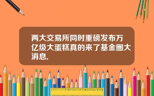 两大交易所同时重磅发布万亿级大蛋糕真的来了基金圈大消息.