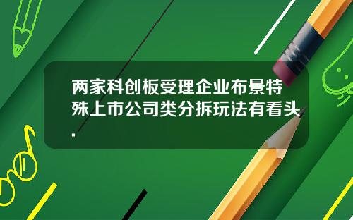两家科创板受理企业布景特殊上市公司类分拆玩法有看头.