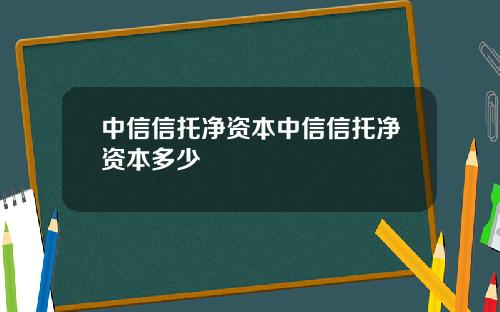 中信信托净资本中信信托净资本多少