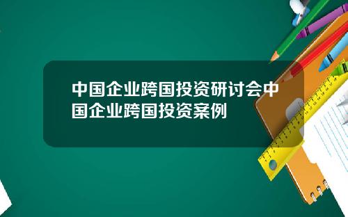 中国企业跨国投资研讨会中国企业跨国投资案例