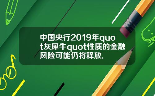 中国央行2019年quot灰犀牛quot性质的金融风险可能仍将释放.
