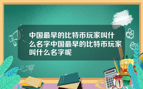 中国最早的比特币玩家叫什么名字中国最早的比特币玩家叫什么名字呢