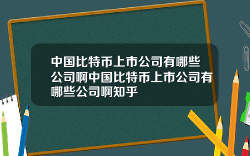 中国比特币上市公司有哪些公司啊中国比特币上市公司有哪些公司啊知乎