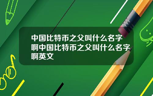 中国比特币之父叫什么名字啊中国比特币之父叫什么名字啊英文