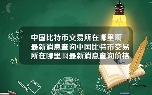 中国比特币交易所在哪里啊最新消息查询中国比特币交易所在哪里啊最新消息查询价格