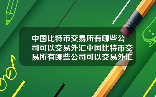 中国比特币交易所有哪些公司可以交易外汇中国比特币交易所有哪些公司可以交易外汇业务