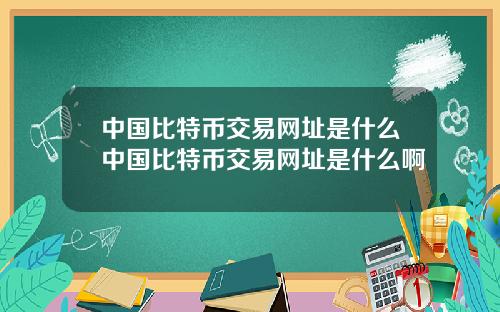 中国比特币交易网址是什么中国比特币交易网址是什么啊
