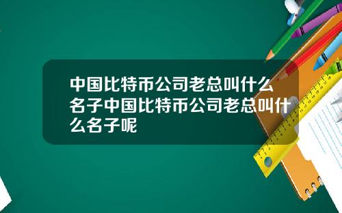 中国比特币公司老总叫什么名子中国比特币公司老总叫什么名子呢