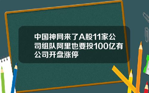 中国神网来了A股11家公司组队阿里也要投100亿有公司开盘涨停