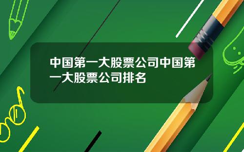 中国第一大股票公司中国第一大股票公司排名