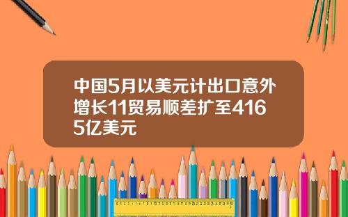 中国5月以美元计出口意外增长11贸易顺差扩至4165亿美元
