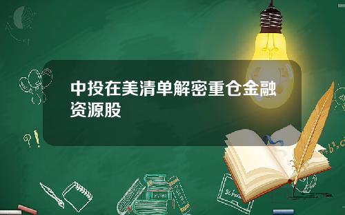 中投在美清单解密重仓金融资源股