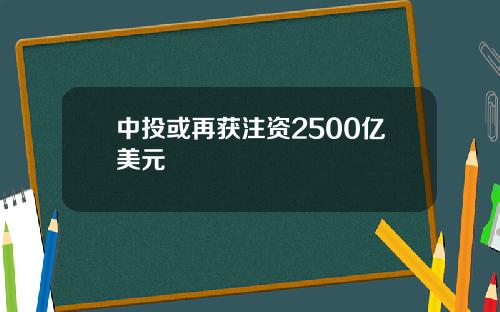 中投或再获注资2500亿美元