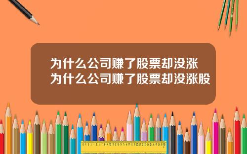 为什么公司赚了股票却没涨为什么公司赚了股票却没涨股
